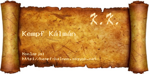 Kempf Kálmán névjegykártya